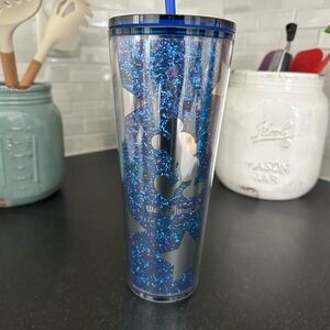 Blue Glitter Starbucks/Disney Tumbler with Straw